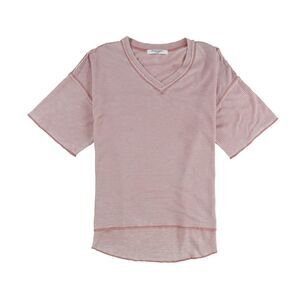 Project Social T Womens Ripped Collar V-Neck Basic T-Shirt, Pink, NWT
